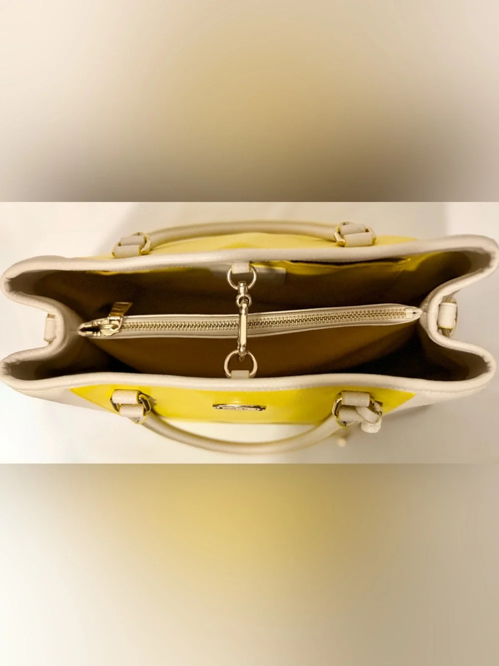 Coach Margot Carryall Bicolor Leather Yellow Chalk Large Satchel Bag